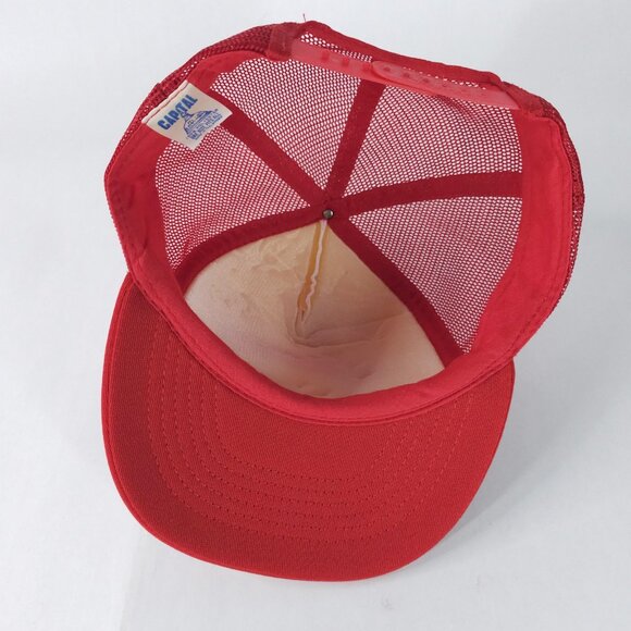 Vintage Daniels Western Meat Hat Cap Snap Back Red White Mesh Trucker Promo 80s - Picture 5 of 8